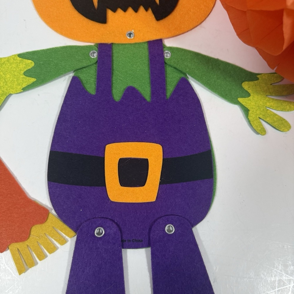 Unbranded Halloween Decor Set Multicolor Felt Scarecrow Pumpkin Trio - Picture 6 of 16